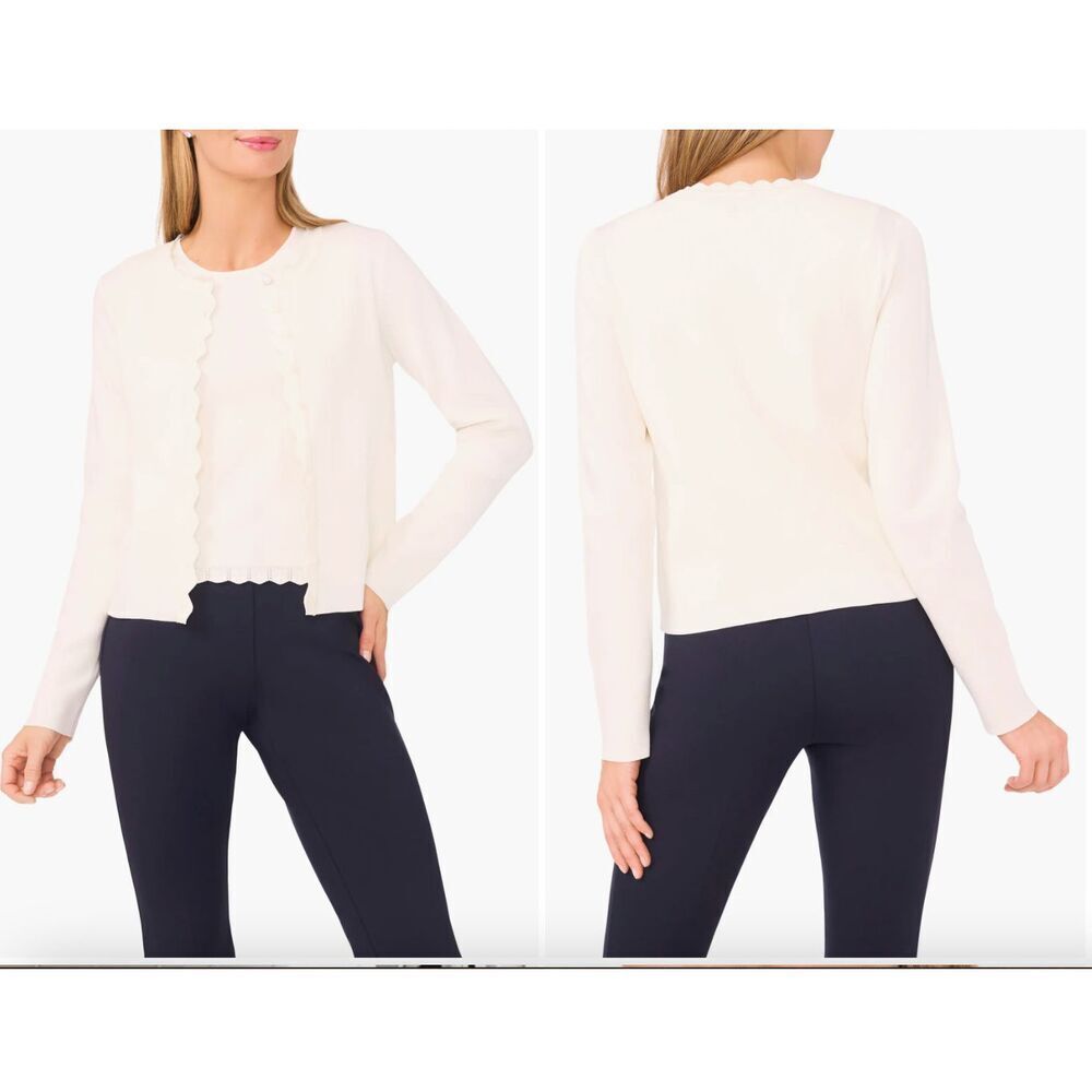 New Ted Baker London Scallop Detail Crew Neck Cardigan Sweater Size XL MSRP $165